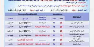 درجات الحرارة اليوم الخميس 14 نوفمبر 2024 في محافظات مصر