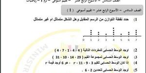 مراجعات نهائية.. أسئلة تقييم الاسبوع الـ 14 في الرياضيات لـ الصف السادس الابتدائي