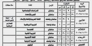  جدول امتحانات الشهادة الإعدادية الترم الأول 2025 ببورسعيد