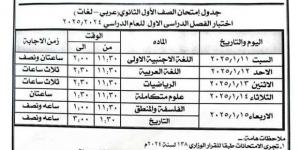 جداول امتحانات الصف الأول والثاني الثانوي للترم الأول بأسوان «علمي وأدبي»