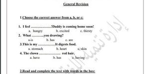 مراجعات نهائية.. لطلاب الصف الثالث الابتدائي.. أسئلة تقييم الاسبوع الـ 15 في اللغة الإنجليزية
