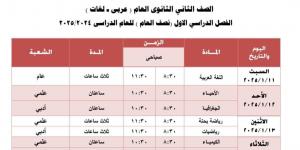 جدول امتحانات الفصل الدراسى الأول بمدارس إدارة أوسيم التعليمية - في المدرج