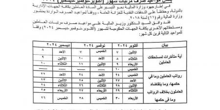 كل ما تريد معرفته عن مواعيد صرف مرتبات شهر ديسمبر 2024.. مستند