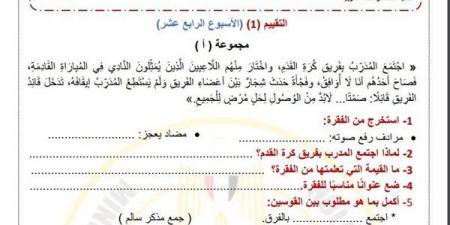 مراجعات نهائية.. لطلاب الصف الرابع الابتدائي.. أسئلة تقييم الاسبوع الـ 14 في اللغة العربية