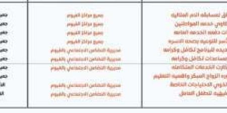 أماكن خدمات «التضامن الاجتماعي» بالفيوم.. بينها مسابقة الأم المثالية