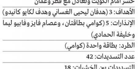 أرقام المنتخب في «خليجي 26» صادمة.. 1% نسبة نجاح التهديف - في المدرج