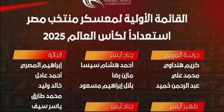 تعرف على قائمة منتخب مصر الأولية لخوض المعسكر الاستعدادي لكأس العالم