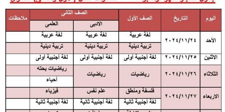 تنطلق الأحد المقبل.. جدول امتحان شهر نوفمبر لطلاب أولى ثانوى بالجيزة - في المدرج