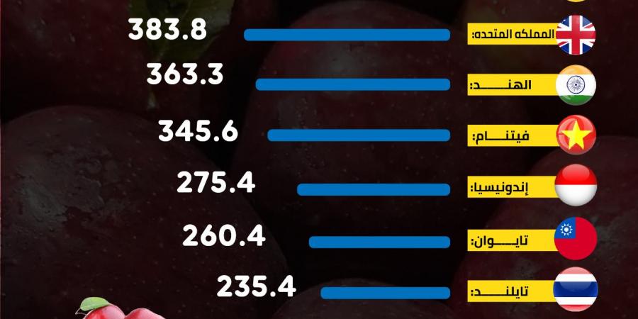 مصر تاسعاً.. أكبر 10 دول استيرادا للتفاح في العالم لعام 2023