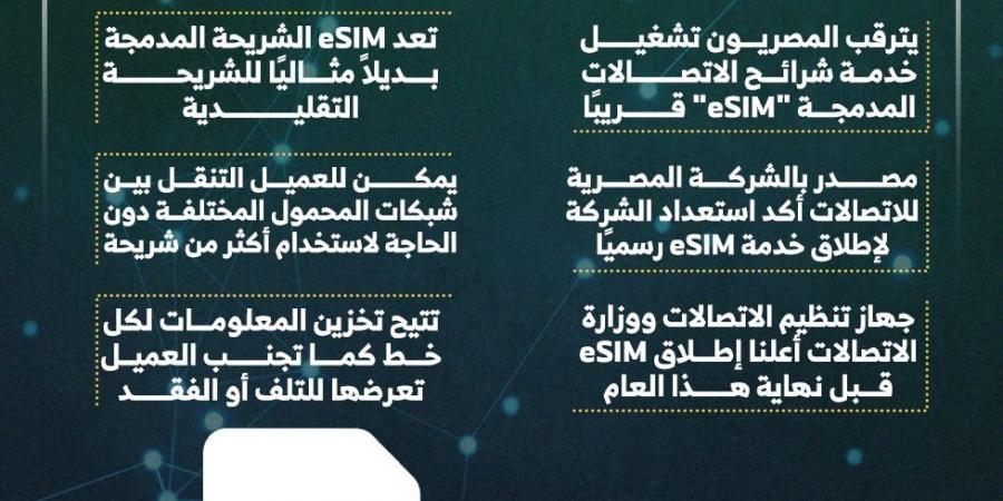 خدمة eSIM في مصر.. "المصرية للاتصالات" تستعد لإطلاقها رسميًا (إنفوجراف) - في المدرج