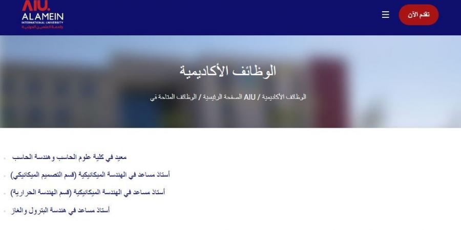 التفاصيل كامله.. جامعة العلمين الدولية تعلن حاجتها إلى أعضاء هيئة التدريس من معيد وأستاذ مساعد.. وظيفة جامعه