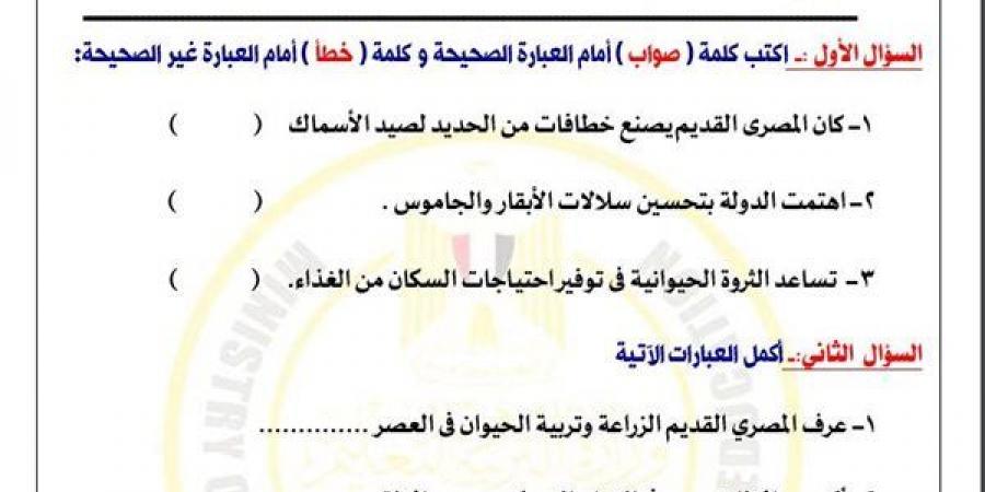 مراجعات نهائية.. أسئلة تقييم الاسبوع الـ 13 في الدراسات الاجتماعية لـ الصف الخامس الابتدائي