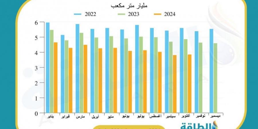 إنتاج مصر من الغاز ينخفض 8 مليارات متر مكعب في 10 أشهر