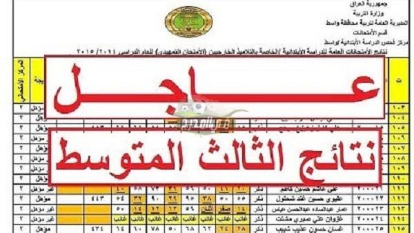 لينك link.. نتيجة الثالث متوسط 2022 الدور الثاني في العراق عبر موقع وزارة التربية العراقية epedu.gov.iq